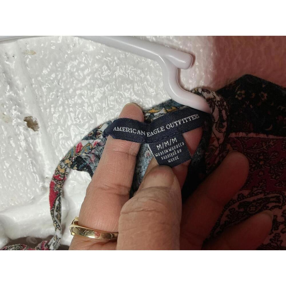 < American Eagle Patchwork Boho Bell Sleeve Mini … - image 3